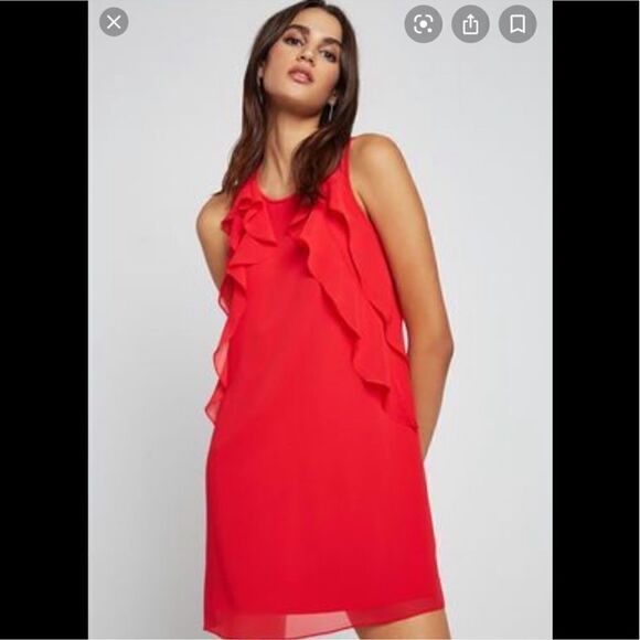 BCBGeneration Red Ruffle Shift Dress NEW Size XS - Picture 1 of 8